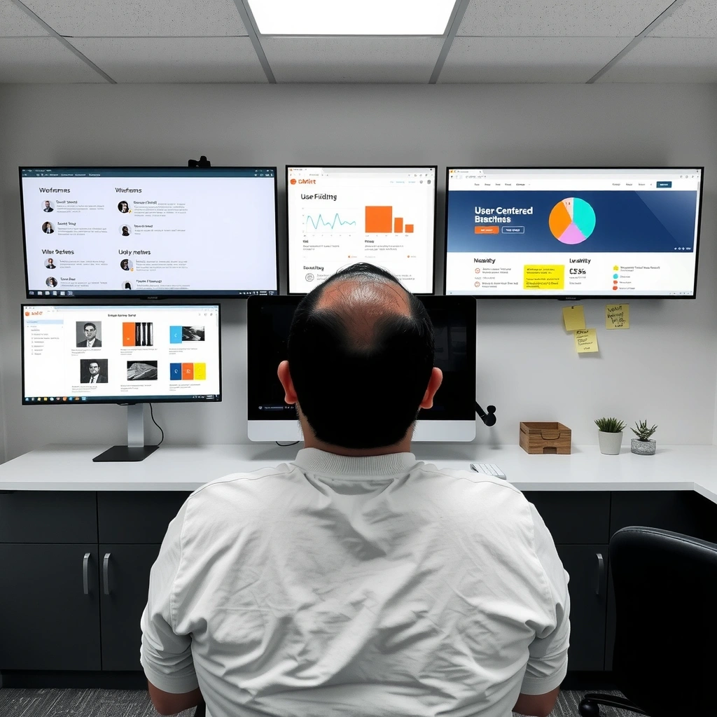 UXMint design process showing wireframes, user research, and design iterations
